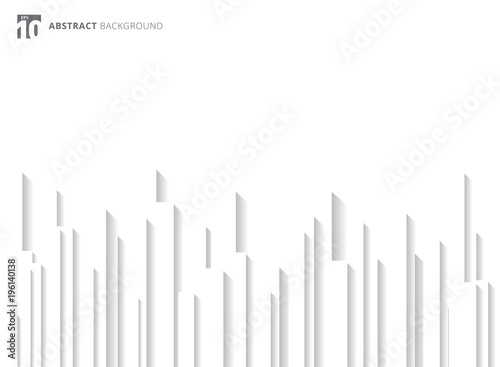 Abstract white color paper cut rectangle bar on shadow with copy space.