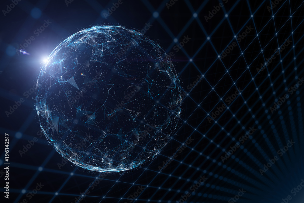 Futuristic digital globe network background with lines and dots illustration. Futuristic digital globe network background with lines and dots illustration.