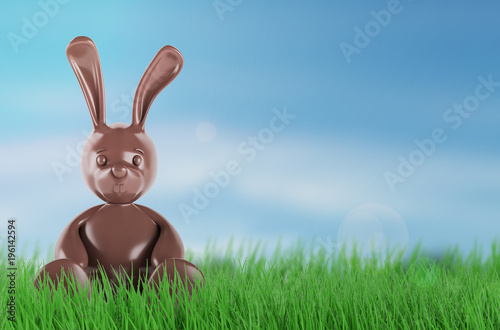 Chocolate easter bunny. 3d render