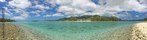 Panoramic landscape view of Muri lagoon in Rarotonga Cook Islands