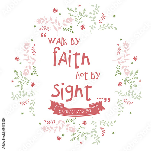 Bible quote, verbs with wreath design, vector illustration