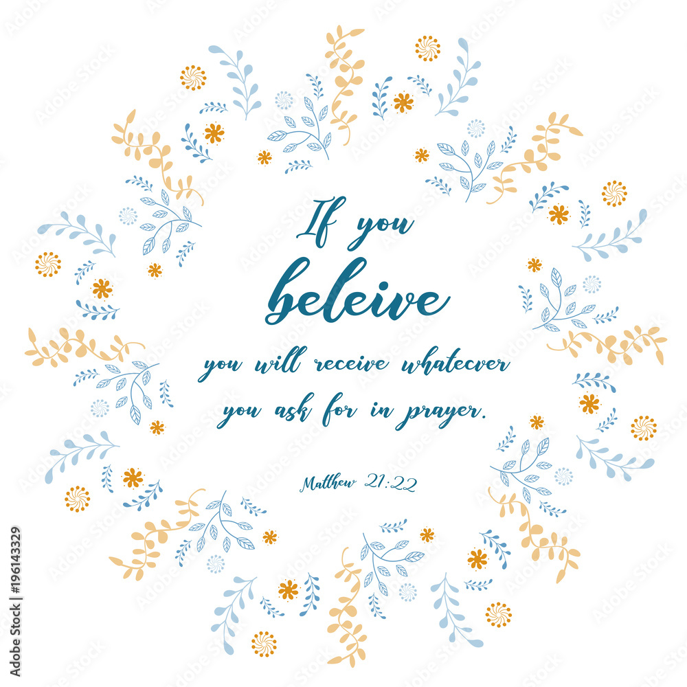 Bible quote, verbs with wreath design, vector illustration Bible quote, verbs with wreath design, vector illustration