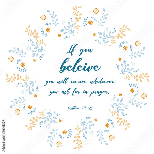 Bible quote, verbs with wreath design, vector illustration