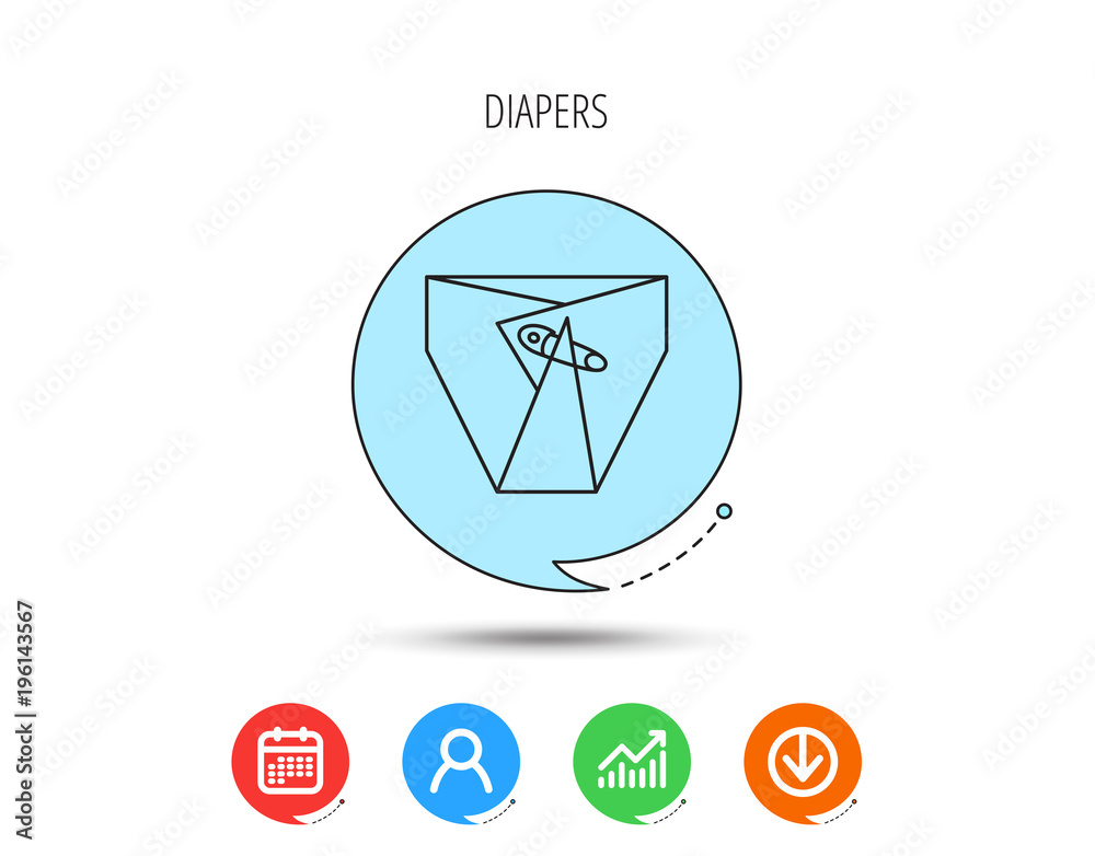 Diaper with pin icon. Child underwear sign. Diaper with pin icon. Child underwear sign.