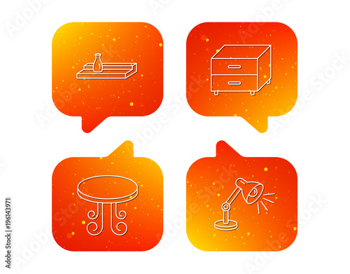 Vintage table, lamp and nightstand icons.