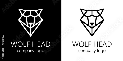 Polygonal schematic head of wolf. Vector illustration.