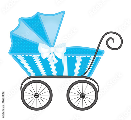 Baby pram carriage vector - Blue