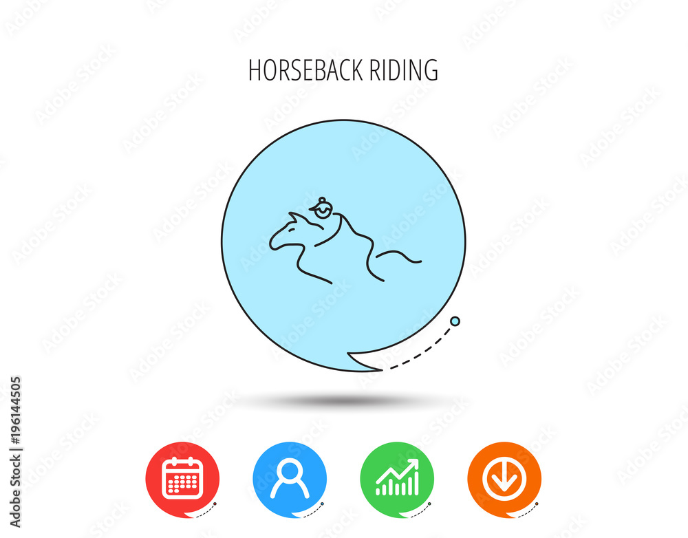 Horseback riding icon. Jockey rider sign. Horseback riding icon. Jockey rider sign.