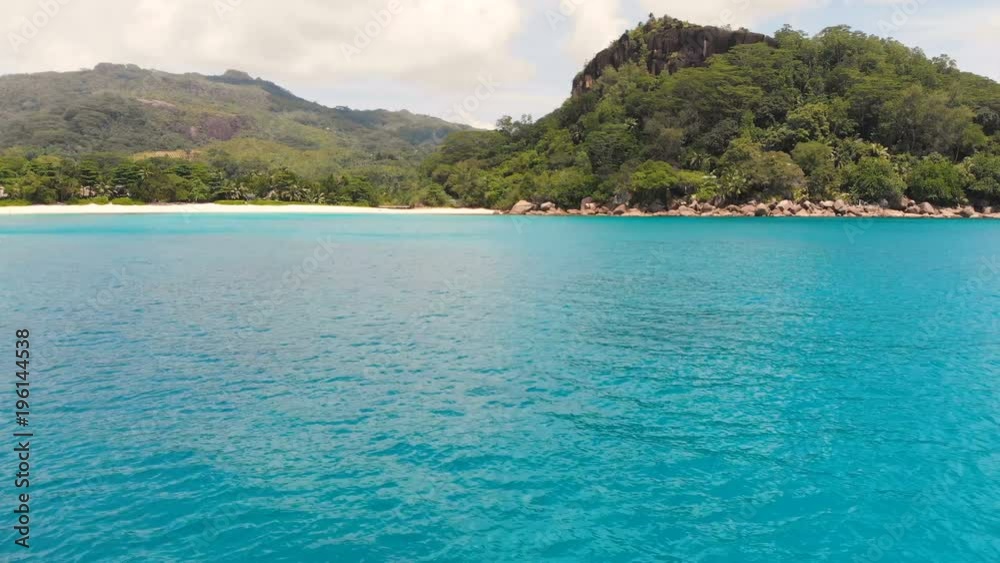 Drone topshot of perfect beach on Seychelles Drone topshot of perfect beach on Seychelles