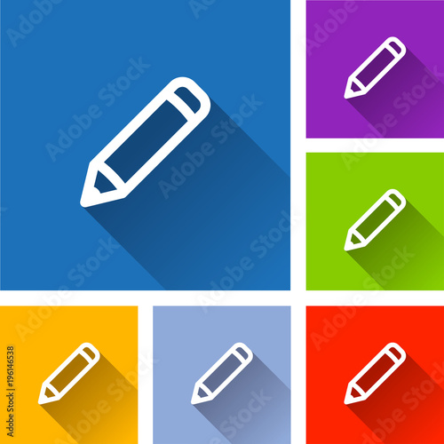 pencil icons with long shadow