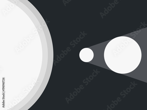 Solar eclipse. The moon closes the planet earth from the sun's rays. Vector illustration