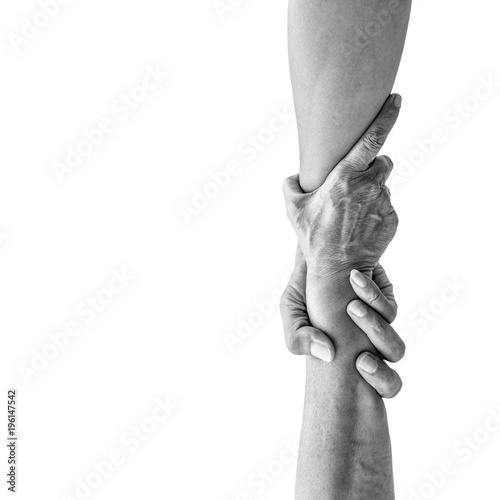 Vertical help hands holding together