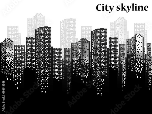 The silhouette of the city in a flat style. Modern urban landscape.vector illustration. City skyline silhouette background. Vector illustration. The silhouette of the city in a flat style.