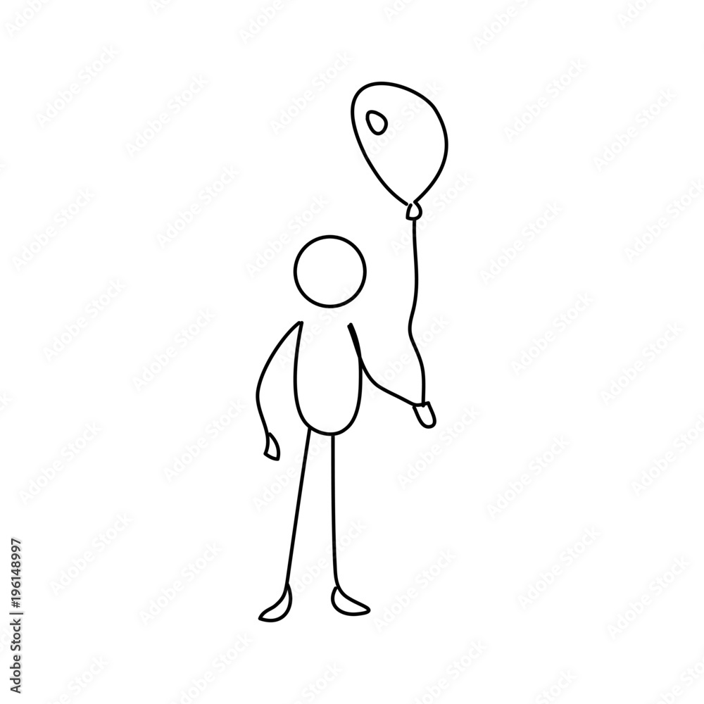 Fototapeta premium stick man, stick person with ball