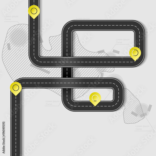 Black road with checkpoints