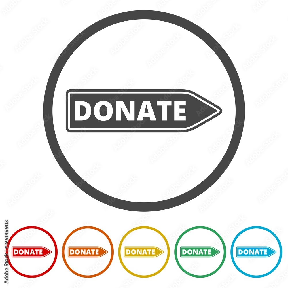 Donate now sign, Donate now icon, 6 Colors Included Donate now sign, Donate now icon, 6 Colors Included