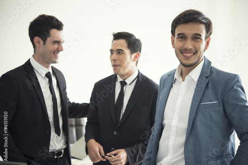 group of business people with businessman for leadership. concept handsome with confident.