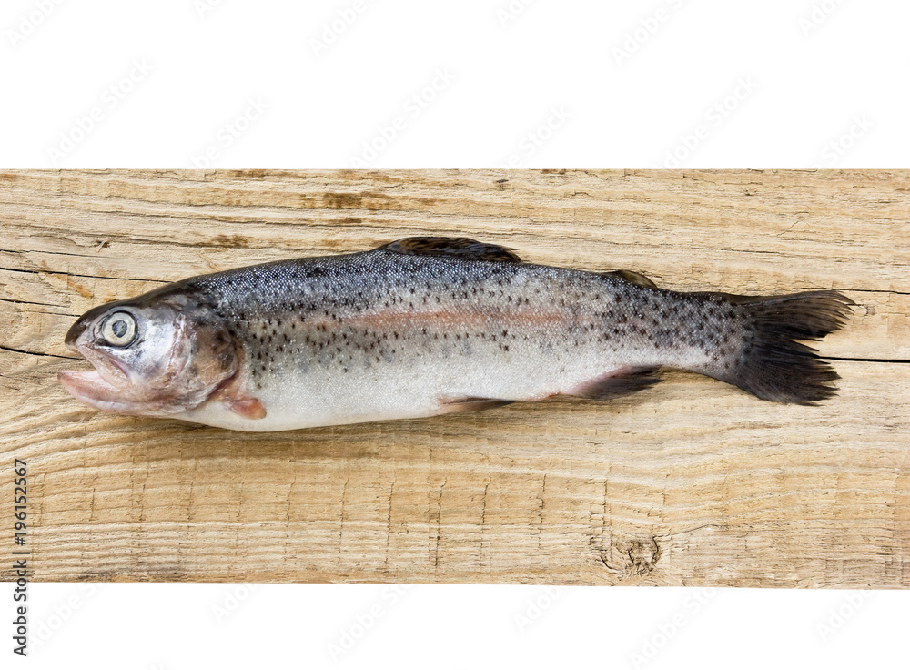 rainbow trout on a wooden board rainbow trout on a wooden board