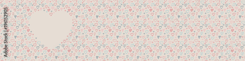Colorful banner with hand drawn hearts. Vector.
