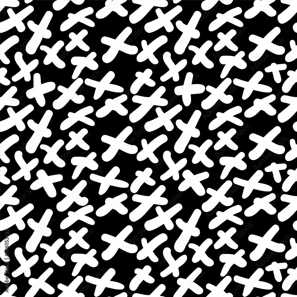 Hand drawn seamless repeating pattern with abstract shapes brush strokes in black and white Hand drawn seamless repeating pattern with abstract shapes brush strokes in black and white