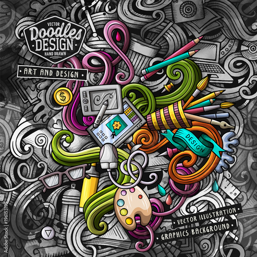 Doodles graphic design vector illustration. Creative art background