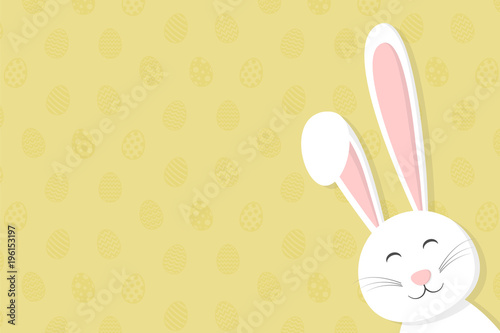 Layout of a card for Easter holiday with happy bunny. Vector.