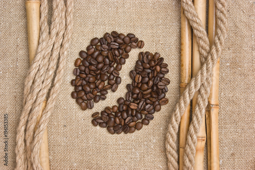 coffee beans on a sack background photo