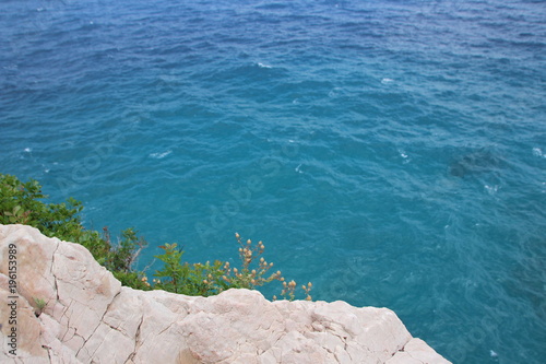 Ligurian sea, Italy. Cliff above sea.