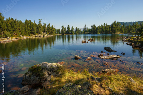 Amazing view of Hridsko Lake in the mountains of Montenegro