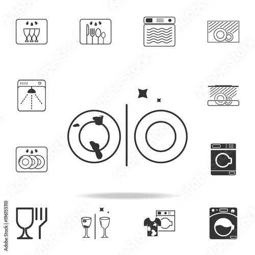 clean and dirty dishes icon. Detailed set of laundry icons. Premium quality graphic design. One of the collection icons for websites, web design, mobile app