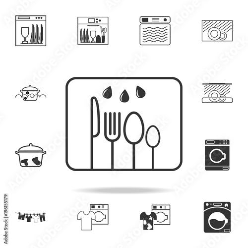 rinse fork and knives icon. Detailed set of laundry icons. Premium quality graphic design. One of the collection icons for websites, web design, mobile app