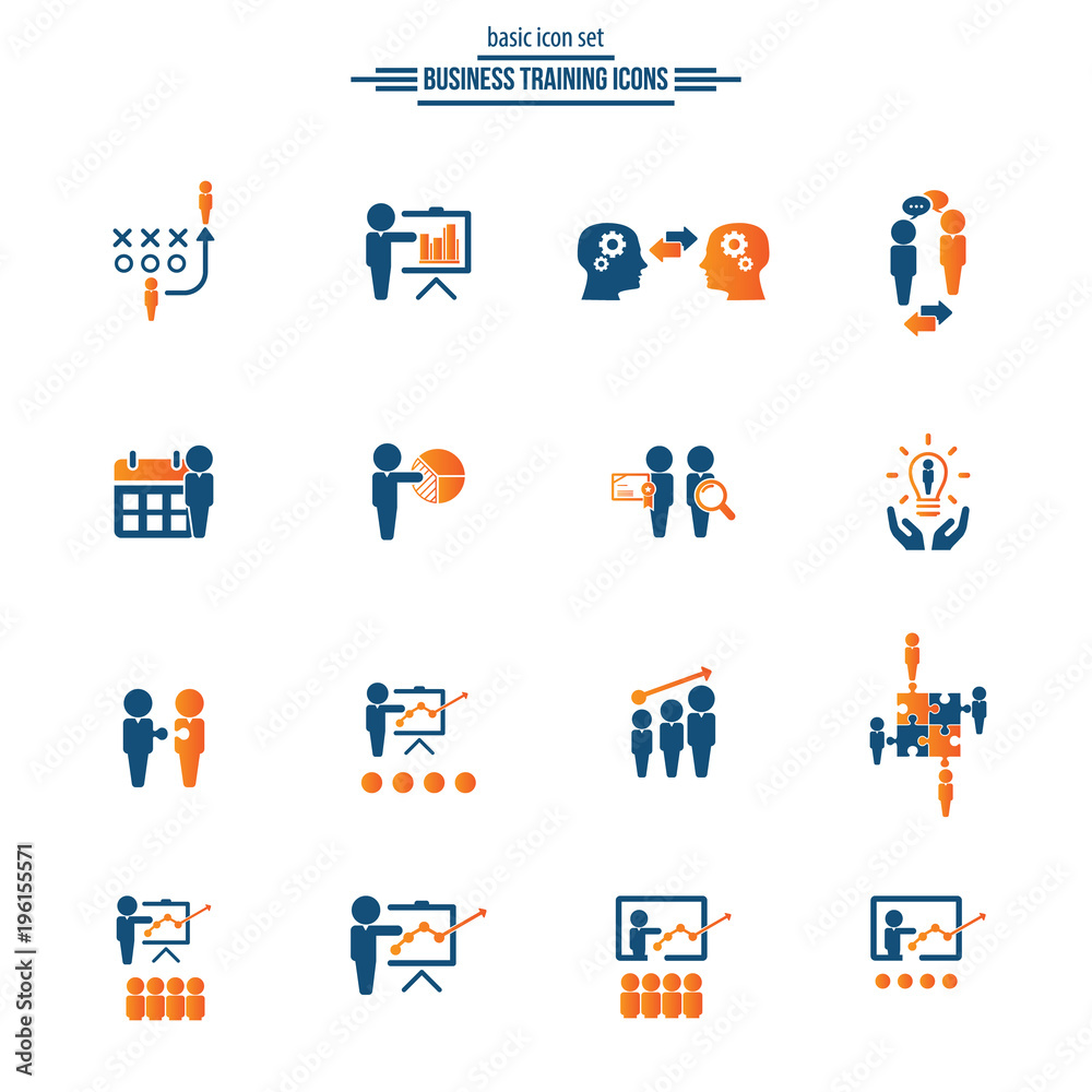 Business training icon set Business training icon set