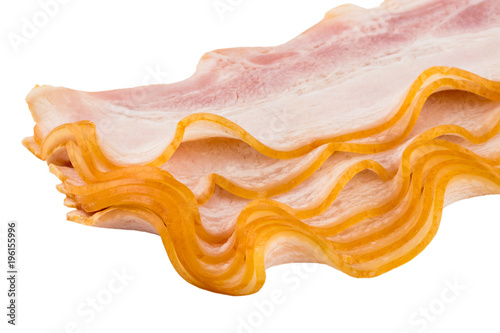 sliced bacon isolated on white background cutout