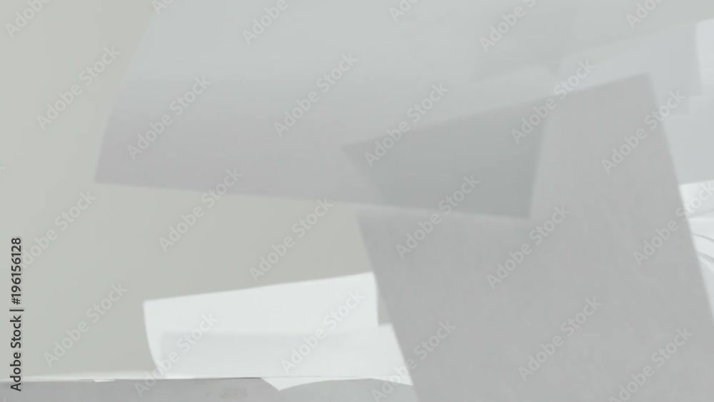 Blank paper sheets falling down