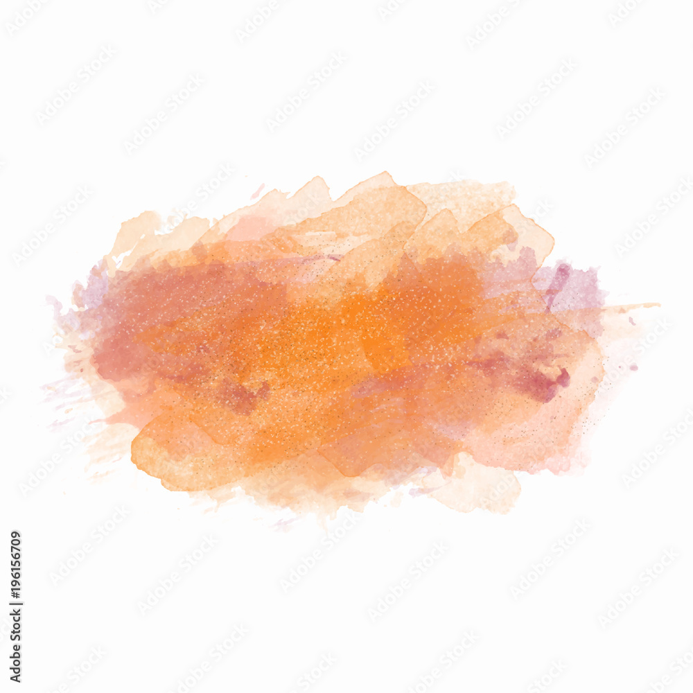Purple and yellow watercolor painted vector stain isolated on white background