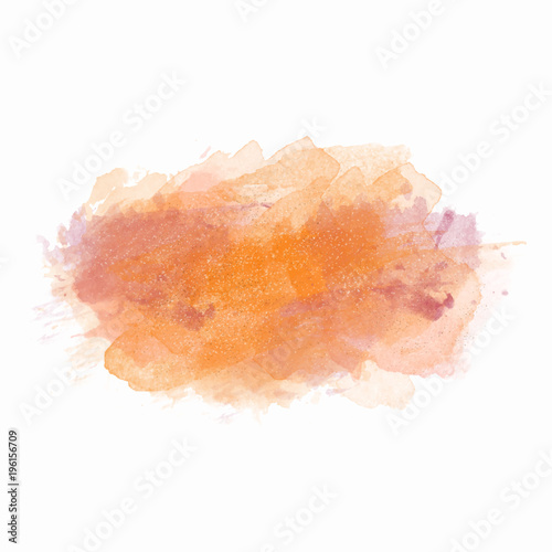 Purple and yellow watercolor painted vector stain isolated on white background