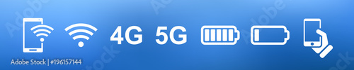 Mobile Phone internet connection banner blue