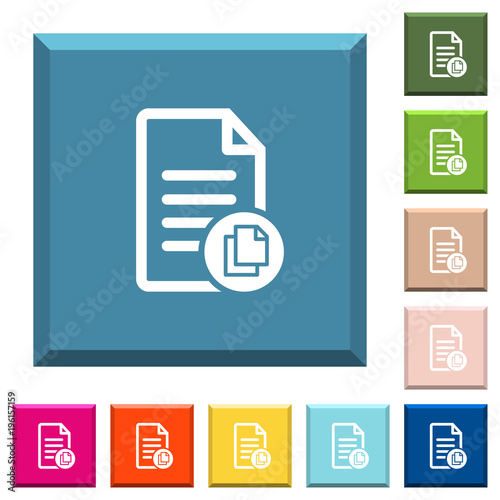 Copy document white icons on edged square buttons