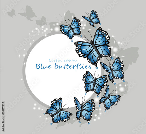 Blue butterflies card Vector