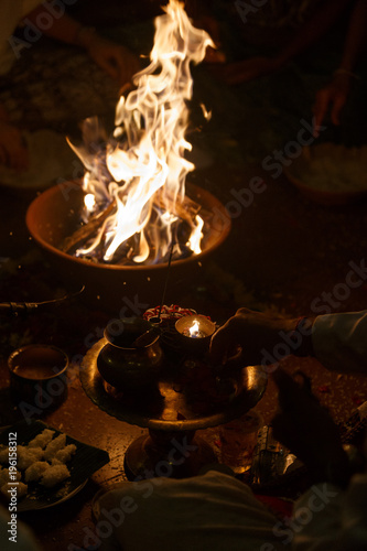 Agnihotra is a Vedic yadnya performed in orthodox Hindu communities, Bali fire ceremony.