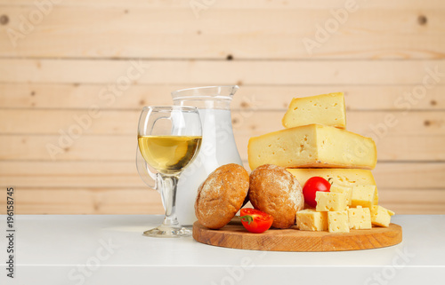 cheese on wooden table