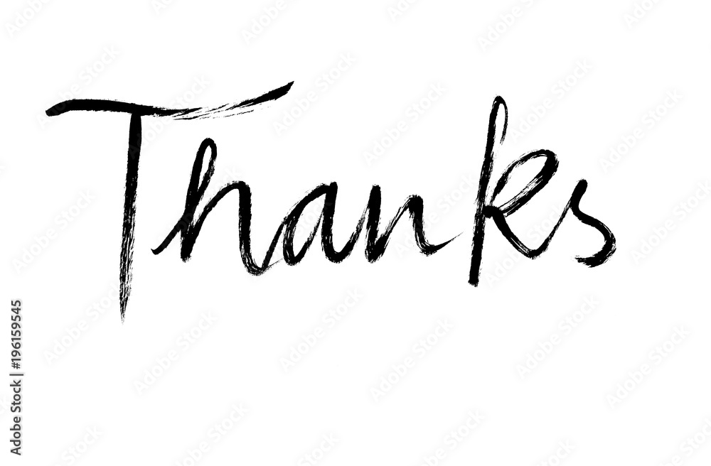 Fototapeta premium Thanks handwritten black ink on white paper