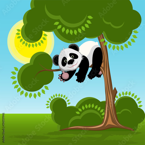 Fototapeta Naklejka Na Ścianę i Meble -  Panda on the Tree illustration