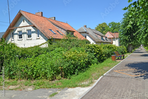 The pre-war housing estate on Sovetskaya Street. Settlement Amber, Kaliningrad region
