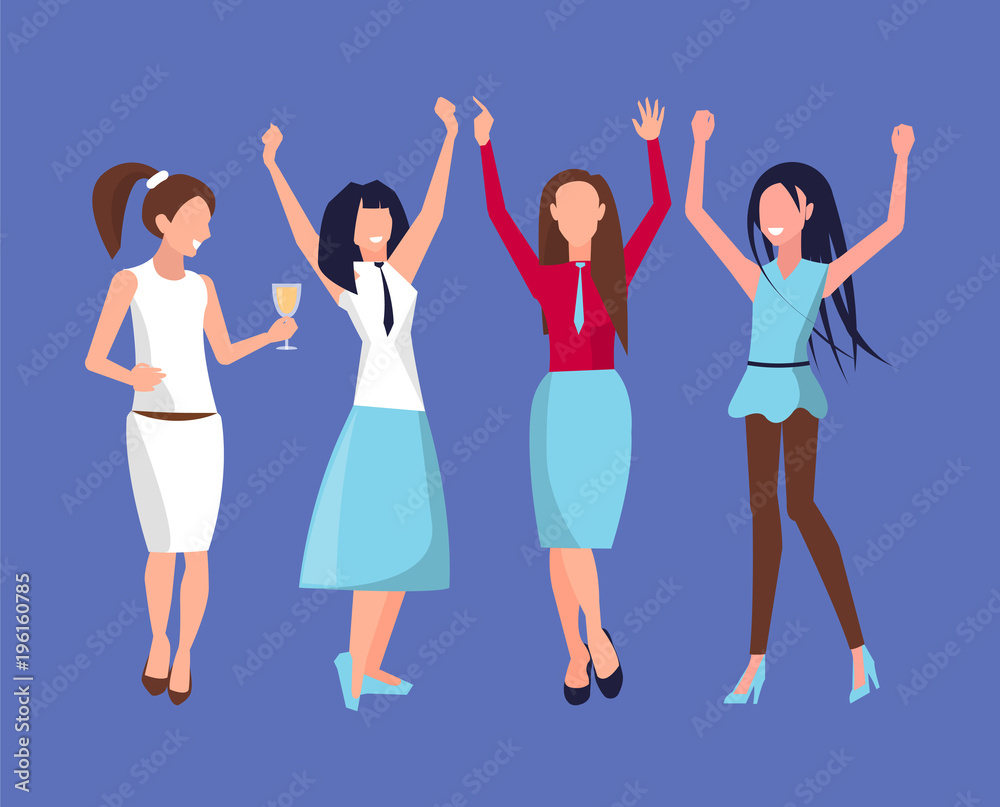 Fototapeta premium Smiling Dancing Women Icon Vector Illustration