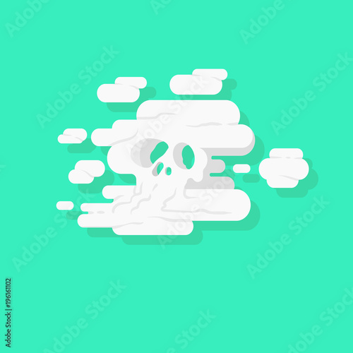 Toxic nebulization of pesticide. Cloud of smoke in the shape of a skull representing death. Acaricide, contamination. Flat design, vector illustration. Insects, cartoon, illustration, vector, bee,