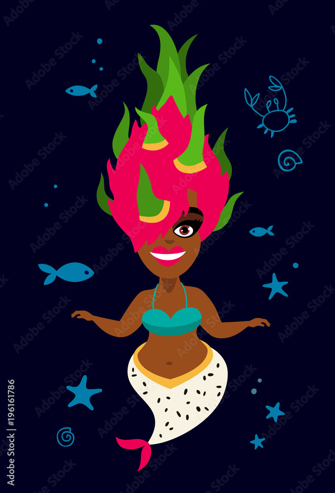 Beautiful mermaid. Delicious dragonfruit Beautiful mermaid. Delicious dragonfruit