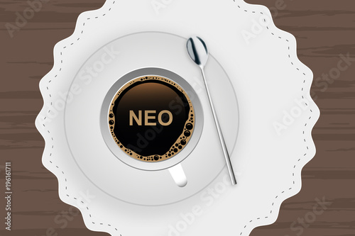 Kaffeetasse mit Untertasse - NEO Schrift