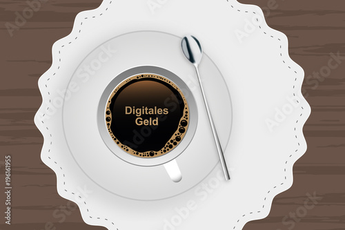 Kaffeetasse mit Untertasse - Digitales Geld