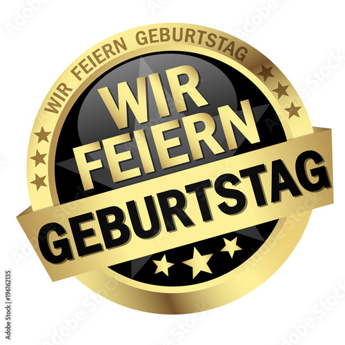 Button with banner Wir feiern Geburtstag